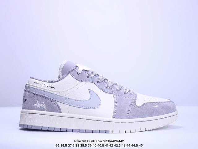 海外爆款限量发售！公司级 Nike SB Dunk Low“斯图西联名 贴布灰白黑勾” 周年高端定制 低帮休闲板鞋 定制鞋盒 大厂纯原品质出货 超高清洁度 皮料