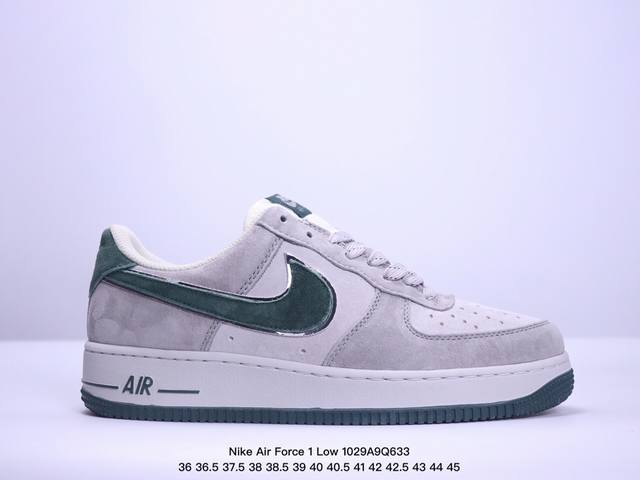 Nike Air Force 1 Low ’苹果灰 绿勾麂皮 空军一号低帮休闲板鞋 原厂麂皮 原楦原纸板 纯正版型 高清洁度 货号：DJ3966-136 尺码：