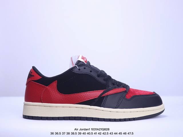 公司级AJ1倒勾Travis Scott x Air Jordan 1 ” Reverse Mocha “ AJ1乔1 TS 闪电 联名倒钩 低帮文化篮球鞋 完