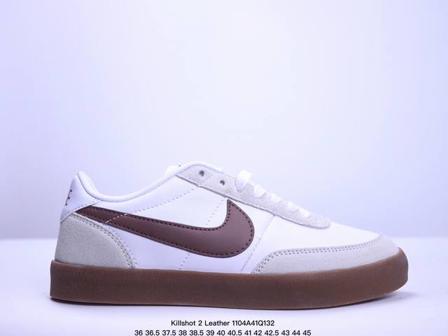 公司级耐克 Killshot 2 Leather 受到OG网球鞋的启发，Killshot 2采用多种纹理皮革打造了鞋面，营造出清新的外观。从柔软的绒面革到具有光