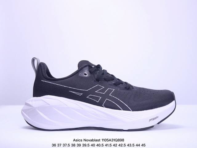 公司级Asics Novablast 4 轻量跑鞋 低帮轻量透气缓震休闲运动跑步鞋 货号:1011B934-011 尺码:36 37 37.5 38 39 39