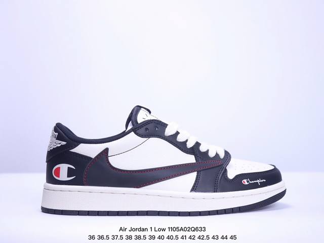 爆款限量发售！公司级 Travis 时尚元素x Jordan Air Jordan 1 Low OG SP “冠军联名 黑白熊猫经典配色” 联名合作融合了Tra