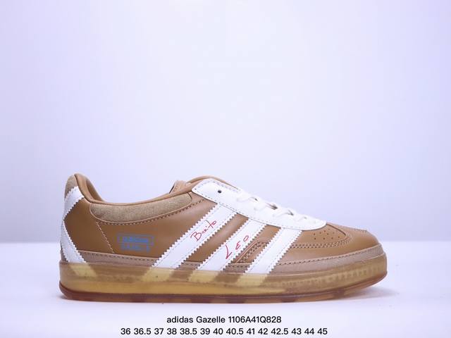 公司级adidas originals Gazelle Indoor 此款鞋延续了橡胶外底和经典款式的传统。优质绒面革鞋面和标志性的3条纹采用明亮的对比色，为久