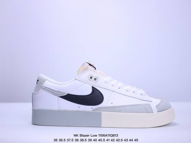 公司级NK Blazer Low‘77 Jumbo 经典百搭低帮开拓者休闲运动板鞋 真硫化铝楦制作 原厂布料拼接 独家裁片完美鞋型 台湾进口软感荔枝头层皮 原盒