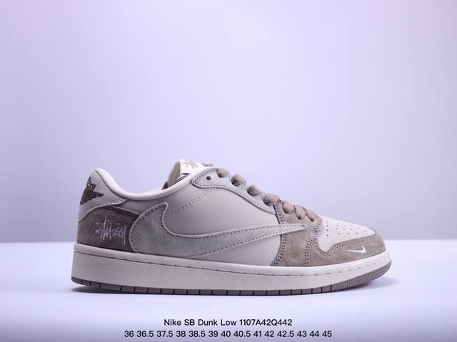 海外爆款限量发售！公司级 Nike SB Dunk Low“斯图西联名 贴布灰白深蓝勾” 周年高端定制 低帮休闲板鞋 定制鞋盒 大厂纯原品质出货 超高清洁度 皮