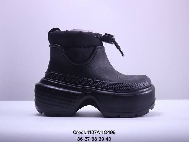 Crocs卡骆驰 Stomp STOMP PUFF BOOT 皮革 舒适柔软 短靴 女同款 樱桃红36-40 XM 7Q499