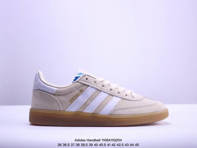 Adidas Handball Spezial 公司级 阿迪达斯经典款 复古休闲板鞋 #全鞋采用反毛皮制作 牛筋耐磨大底 承载青春情怀的板鞋 经典三条杠装饰鞋侧