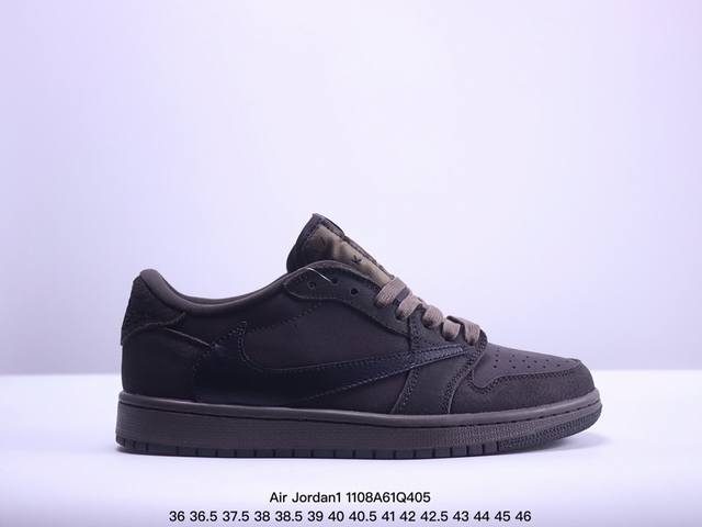 公司级AJ1倒勾Travis Scott x Air Jordan 1 ” Reverse Mocha “ AJ1乔1 TS 闪电 联名倒钩 低帮文化篮球鞋 货