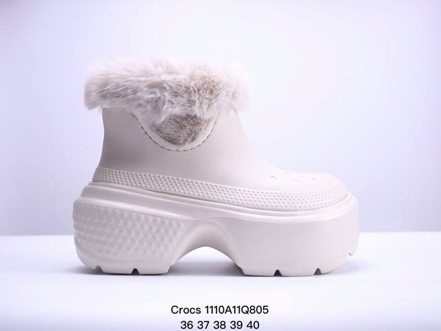 Crocs卡骆驰 Stomp STOMP PUFF BOOT 皮革 舒适柔软 短靴 女同款 樱桃红36-40 XM1 Q805