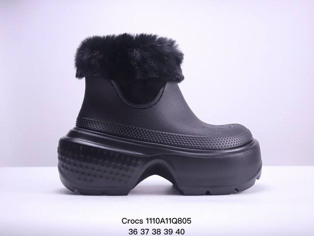 Crocs卡骆驰 Stomp STOMP PUFF BOOT 皮革 舒适柔软 短靴 女同款 樱桃红36-40 XM1 Q805