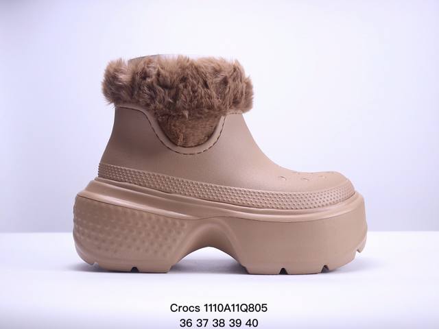 Crocs卡骆驰 Stomp STOMP PUFF BOOT 皮革 舒适柔软 短靴 女同款 樱桃红36-40 XM1 Q805