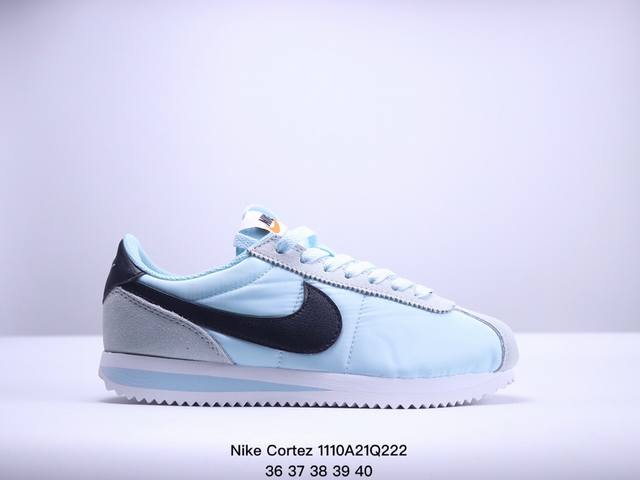 Nike Cortez 舒适复古防滑低帮生活休闲鞋女款蓝 白黑 XM1 Q222