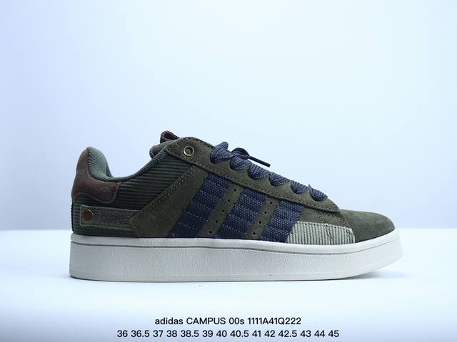 adidas originals CAMPUS 00s 圆头系带防滑耐磨 低帮板鞋 男女同款绿黑 XM1111Q222