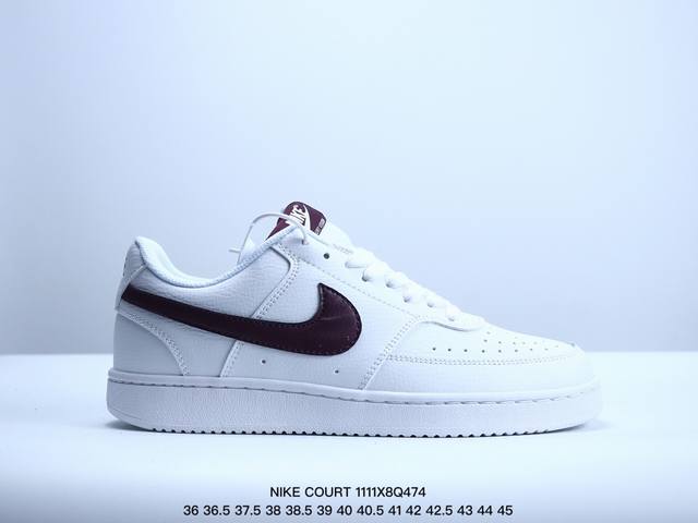 真标NIKE COURT VISION LO 低帮百搭 透气休闲运动板鞋 兼顾舒适脚感和出众风范 演绎匠心之作 结构性的支撑贴合感结合复古篮球设计 货号:DH2