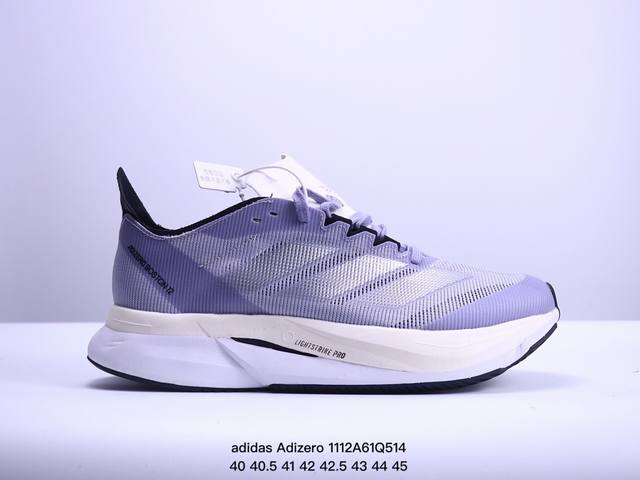 adidas Adizero Boston 12 圆头舒适防滑透气 低帮跑步鞋 女款 黑白 XM1112Q514