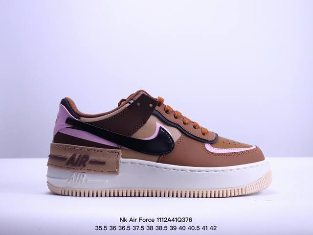 公司级空军马卡龙果冻系列 耐克 Nike Air Force 1 Shadow AF1解构机能拼接 空军一号轻量增高魔术贴低帮百搭板鞋，一改原先的常规 Swoo