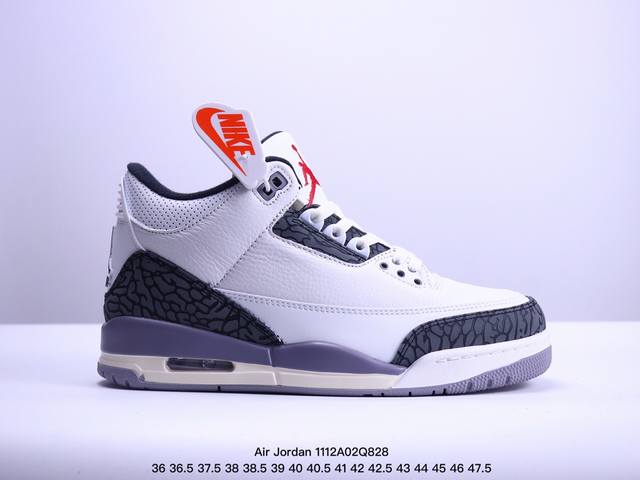 公司级Air Jordan 3 Retro 复刻白水泥 AJ3 乔丹3代 aj3 乔3 经典复刻白水泥 乔丹篮球鞋系列 鞋身以白色为主调，采用优质皮革材质搭配鞋