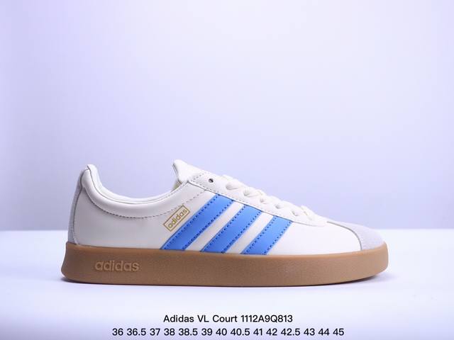 公司级Adidas Neo VL Court 2.0 百搭单品 绒面麂皮防滑耐磨轻便低帮板鞋 整双鞋以传统的低帮呈现的清新造型 鞋头优先头层反毛皮 包裹保证优秀