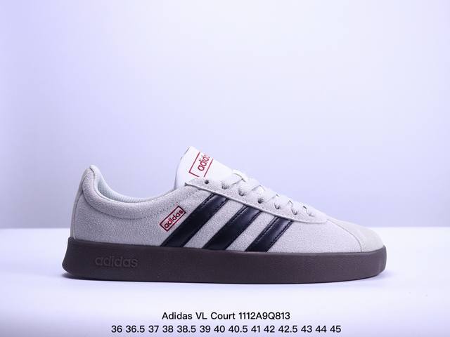 公司级Adidas Neo VL Court 2.0 百搭单品 绒面麂皮防滑耐磨轻便低帮板鞋 整双鞋以传统的低帮呈现的清新造型 鞋头优先头层反毛皮 包裹保证优秀