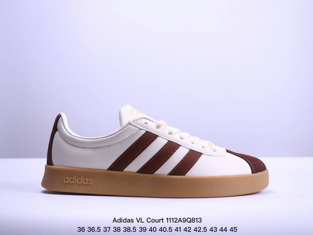 公司级Adidas Neo VL Court 2.0 百搭单品 绒面麂皮防滑耐磨轻便低帮板鞋 整双鞋以传统的低帮呈现的清新造型 鞋头优先头层反毛皮 包裹保证优秀