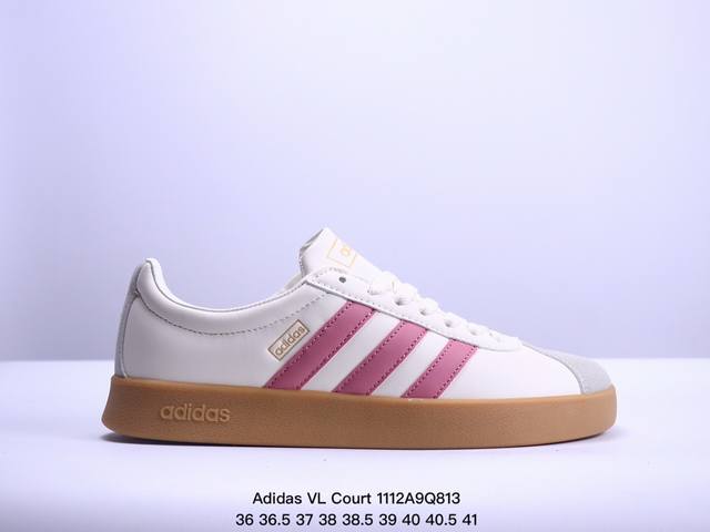 公司级Adidas Neo VL Court 2.0 百搭单品 绒面麂皮防滑耐磨轻便低帮板鞋 整双鞋以传统的低帮呈现的清新造型 鞋头优先头层反毛皮 包裹保证优秀