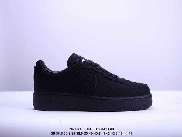 真标Stussy x NK Air Force 1 ‘07 “White Cool” 斯图西联名空军一号低帮休闲板鞋“白麻布电绣钩子”原楦原纸版开发数据 同源6