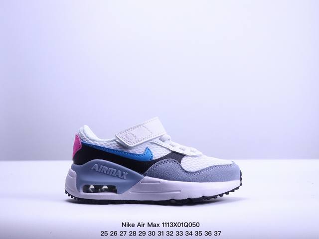 童鞋耐克Nike Air Max systm经典复古小气垫缓震跑鞋 鞋面由皮革和织物打造，犀利的条线打造出酷劲十足的视觉效果 网布鞋面增强透气性，穿着极为舒适