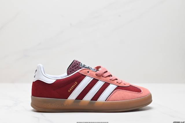 公司级adidas Originals Gazelle Indoor W三叶草休闲防滑耐磨低帮板鞋 鞋头出色设计 塑就出众贴合感 稳固的后跟贴合足部曲线设计 软