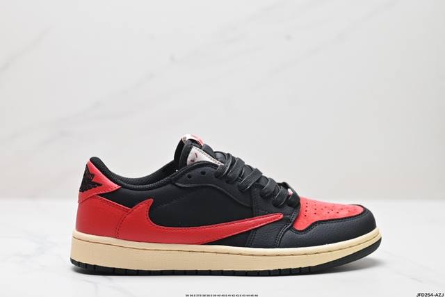 公司级aj1倒勾travis Scott X Air Jordan 1 ” Reverse Mocha “ Aj1乔1 Ts 闪电 联名倒钩 低帮文化篮球鞋 货