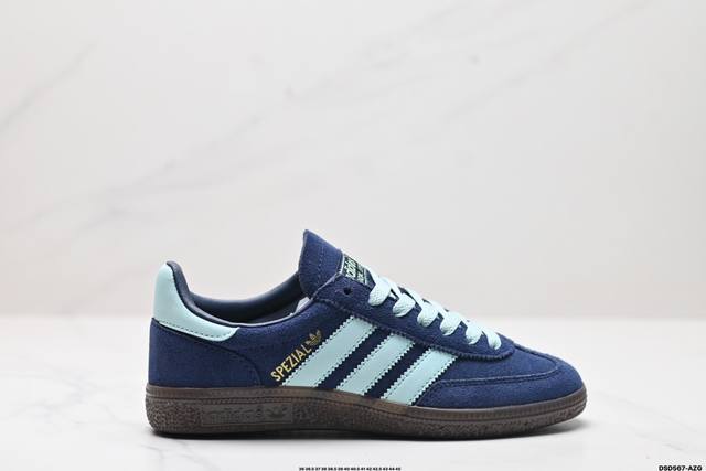 真标adidas Handball Spezial 阿迪达斯经典款 复古休闲板鞋 全鞋采用反毛皮制作 牛筋耐磨大底 承载青春情怀的板鞋 经典三条杠装饰鞋侧 品牌