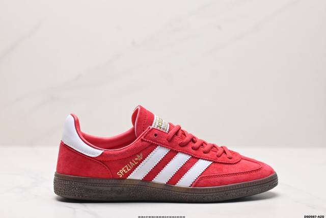 真标adidas Handball Spezial 阿迪达斯经典款 复古休闲板鞋 全鞋采用反毛皮制作 牛筋耐磨大底 承载青春情怀的板鞋 经典三条杠装饰鞋侧 品牌