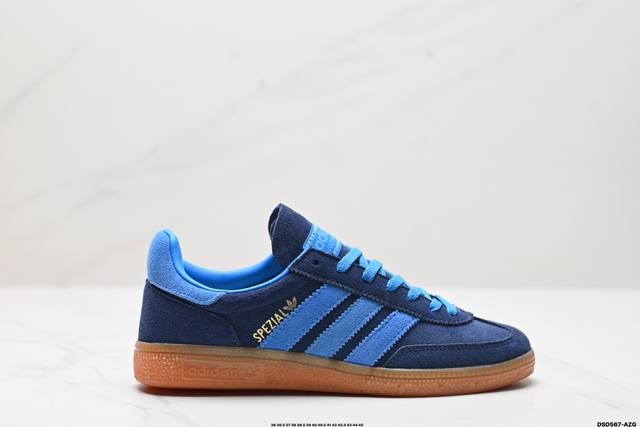 真标adidas Handball Spezial 阿迪达斯经典款 复古休闲板鞋 全鞋采用反毛皮制作 牛筋耐磨大底 承载青春情怀的板鞋 经典三条杠装饰鞋侧 品牌