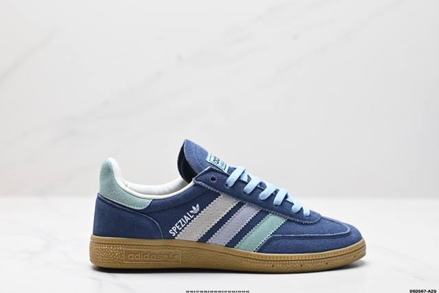 真标adidas Handball Spezial 阿迪达斯经典款 复古休闲板鞋 全鞋采用反毛皮制作 牛筋耐磨大底 承载青春情怀的板鞋 经典三条杠装饰鞋侧 品牌