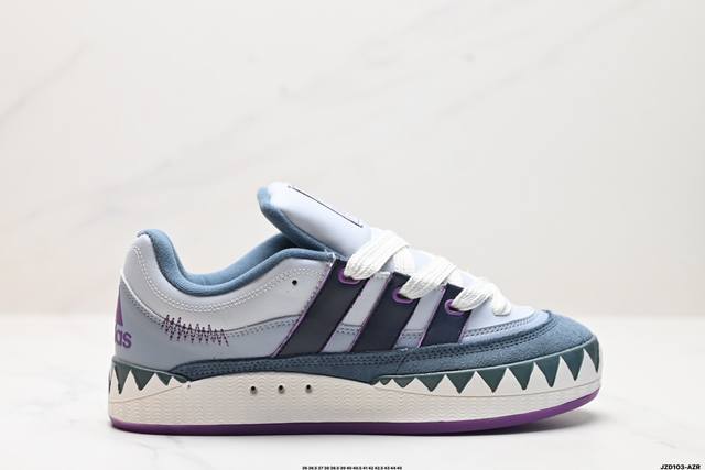 公司级adidas Adimatic Low 马蒂奇系列低帮 复古鲨鱼面包鞋运动休闲滑板板鞋 整个鞋面由色彩艳丽的麂皮制成 搭配品牌标志性大尺寸三条纹 Logo