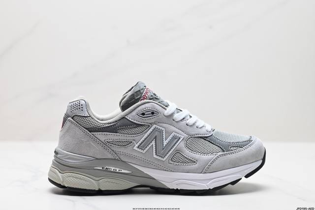 公司级jjjjound X New Balance Nb 990V3复古网面 织物猪皮 低帮 休闲跑步鞋 货号:W990Kt3 尺码:36 37 37.5 38