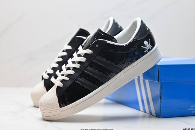 公司级阿迪达斯adidas三叶草 Originals Superstar”Embroidered Logo Black White“贝壳头经典百搭休闲运动板鞋