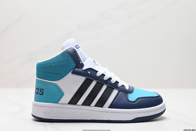 真标adidas Neo Hoops 2.0 Mid 合成革 防滑耐磨 阿迪达斯 中帮板鞋 货号:Fv2729 尺码:36 36.5 37 38 38.5 39