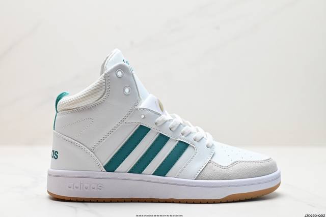 真标adidas Neo Hoops 2.0 Mid 合成革 防滑耐磨 阿迪达斯 中帮板鞋 货号:Ah2174 尺码:36 36.5 37 38 38.5 39