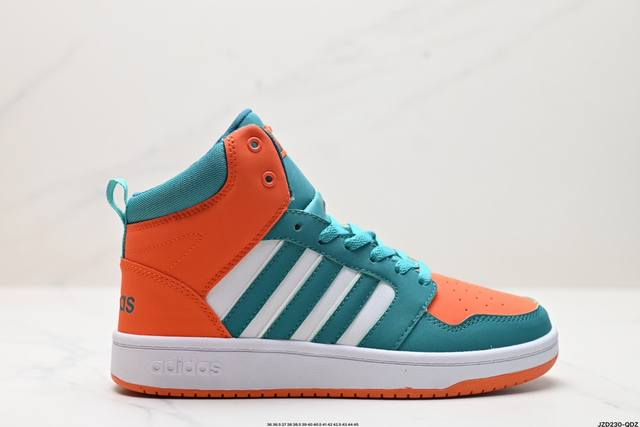 真标adidas Neo Hoops 2.0 Mid 合成革 防滑耐磨 阿迪达斯 中帮板鞋 货号:Ah2174 尺码:36 36.5 37 38 38.5 39