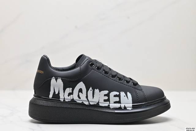 公司级意大利高奢品牌alexander Mcqueen亚历山大 麦昆 Sole Leather Sneakers低帮时装厚底休闲运动小白鞋 尺码:35-45 I