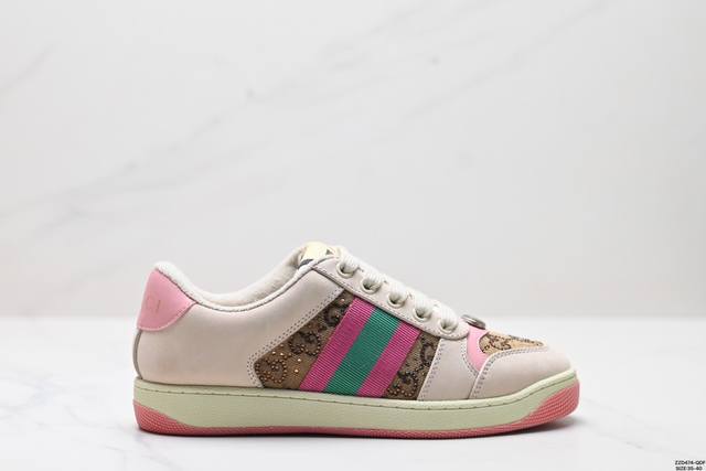 公司级gucci Distressed Screener Sneaker 古驰小脏鞋系列 官方同步 绿盒版本 海淘代购指定专供经典原型复古百搭做旧小脏板鞋复古学