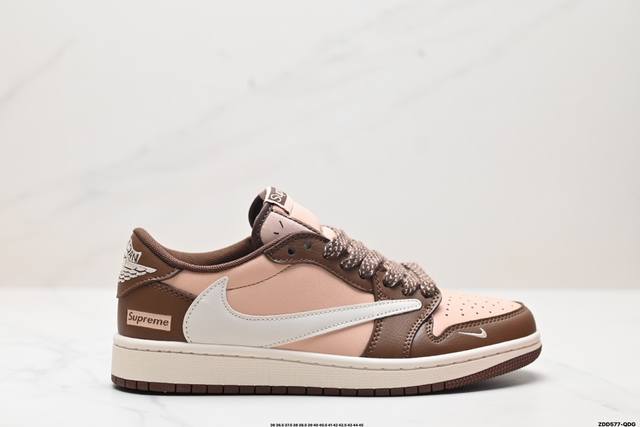 公司级aj1倒勾travis Scott X Air Jordan 1 ” Reverse Mocha “ Aj1乔1 Ts 闪电 联名倒钩 低帮文化篮球鞋 完