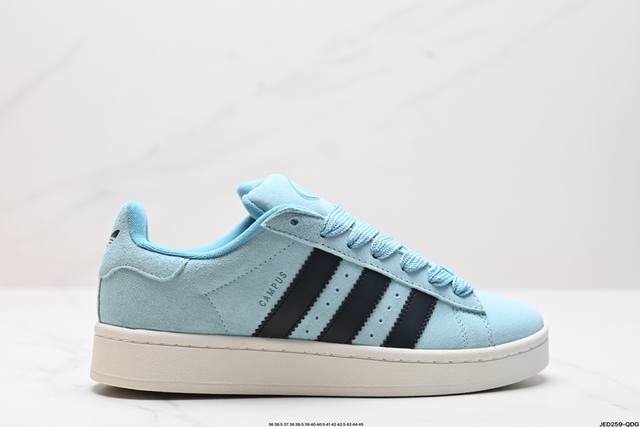 公司级adidas Originals Campus 00S 学院系列面包风经典复古低帮百搭休闲运动板鞋 鞋身采用绒面皮料搭配白色常规皮革 质感上还是延续了经典