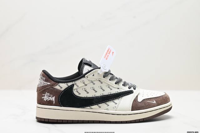 公司级aj1倒勾travis Scott X Air Jordan 1 ” Reverse Mocha “ Aj1乔1 Ts 闪电 联名倒钩 低帮文化篮球鞋 完