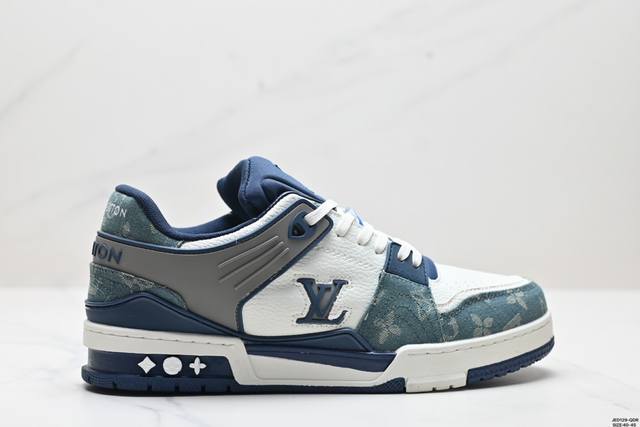 真标全新lv路易威登louis Vuitton Trainer Sneaker Low休闲运动文化百搭板鞋 尺码:40-45 Id:Jed129-Qdr