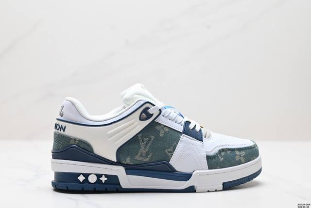 真标全新lv路易威登louis Vuitton Trainer Sneaker Low休闲运动文化百搭板鞋 尺码:40-45 Id:Jed129-Qdr