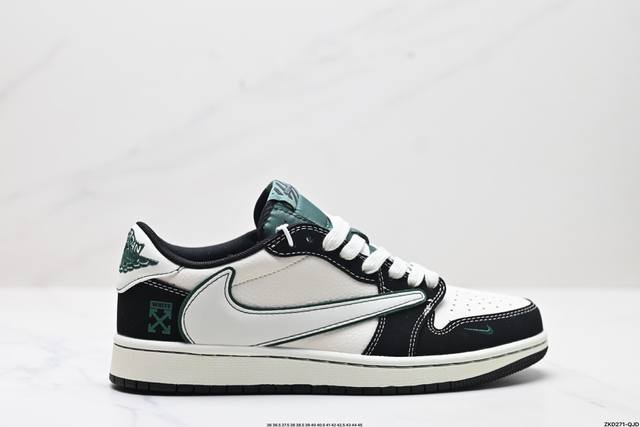 公司级aj1倒勾travis Scott X Air Jordan 1 ” Reverse Mocha “ Aj1乔1 Ts 闪电 联名倒钩 低帮文化篮球鞋 完