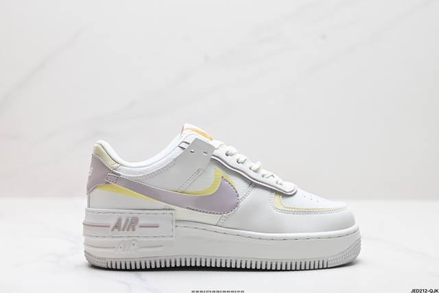 公司级耐克nike Wmns Air Force 1 Shadow全新少女系解构主义设计 马卡龙空军一号轻量增高低帮百搭板鞋 为经典设计注入玩味元素 分层结构