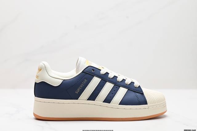 真标adidas Originals Superstar Xlg 贝壳头系列低帮厚底松糕经典百搭休闲运动板鞋 货号:Id5669 尺码:35.5 36 36.5