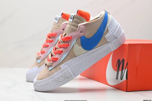 公司级sacai X Nike Blazer Mi D经典百搭中帮开拓者休闲运动板鞋 真硫化铝楦制作 原厂布料拼接 独家裁片完美鞋型 台湾进口软感荔枝头层皮 原